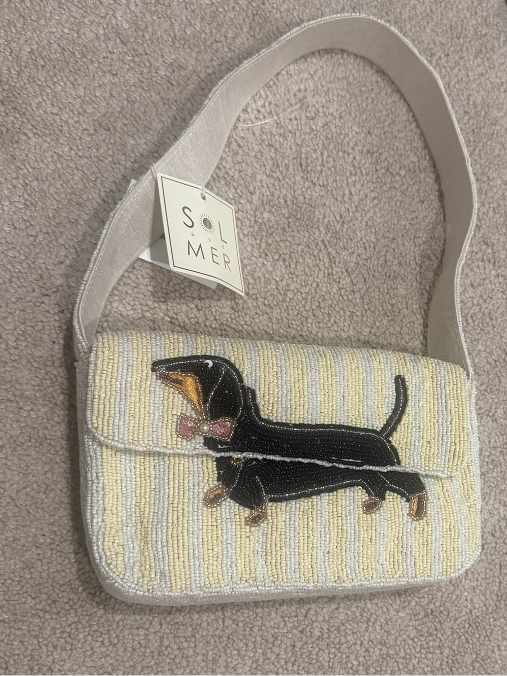 DISCOUNTED SHIP - Viral beaded bag -NEW Dachshund Bag by Sol and Mer
